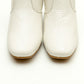 Block Heel Ankle Boots - White 