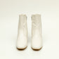 Block Heel Ankle Boots - White 