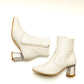 Block Heel Ankle Boots - White 