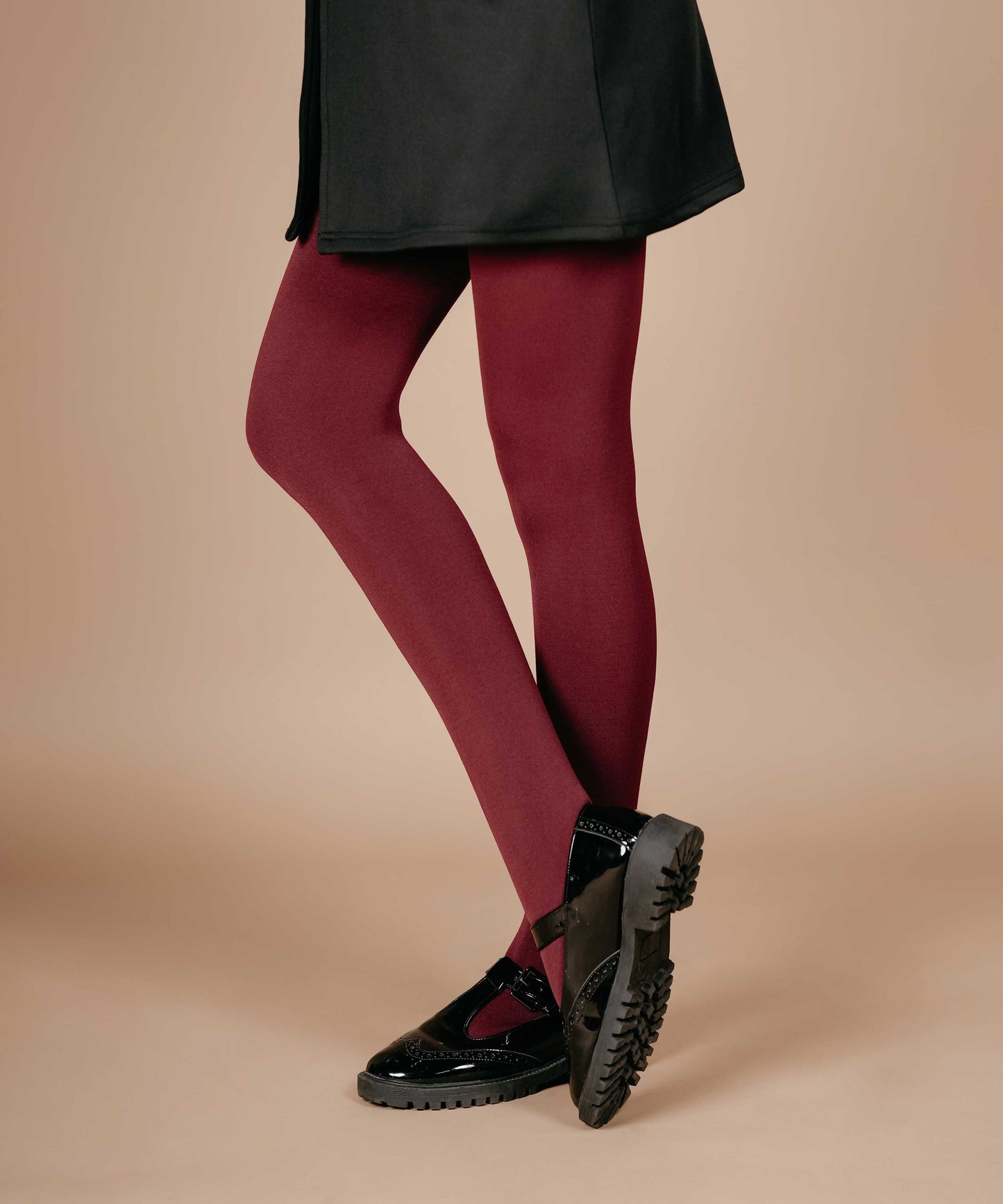 Bordeaux Fur Stockings Maroon