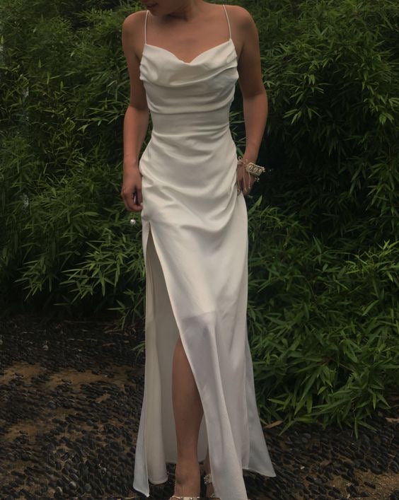 White Satin long dress 