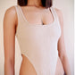 Beige Square Cut Bodysuit 