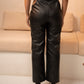 Black Leather Cutout Pants Black