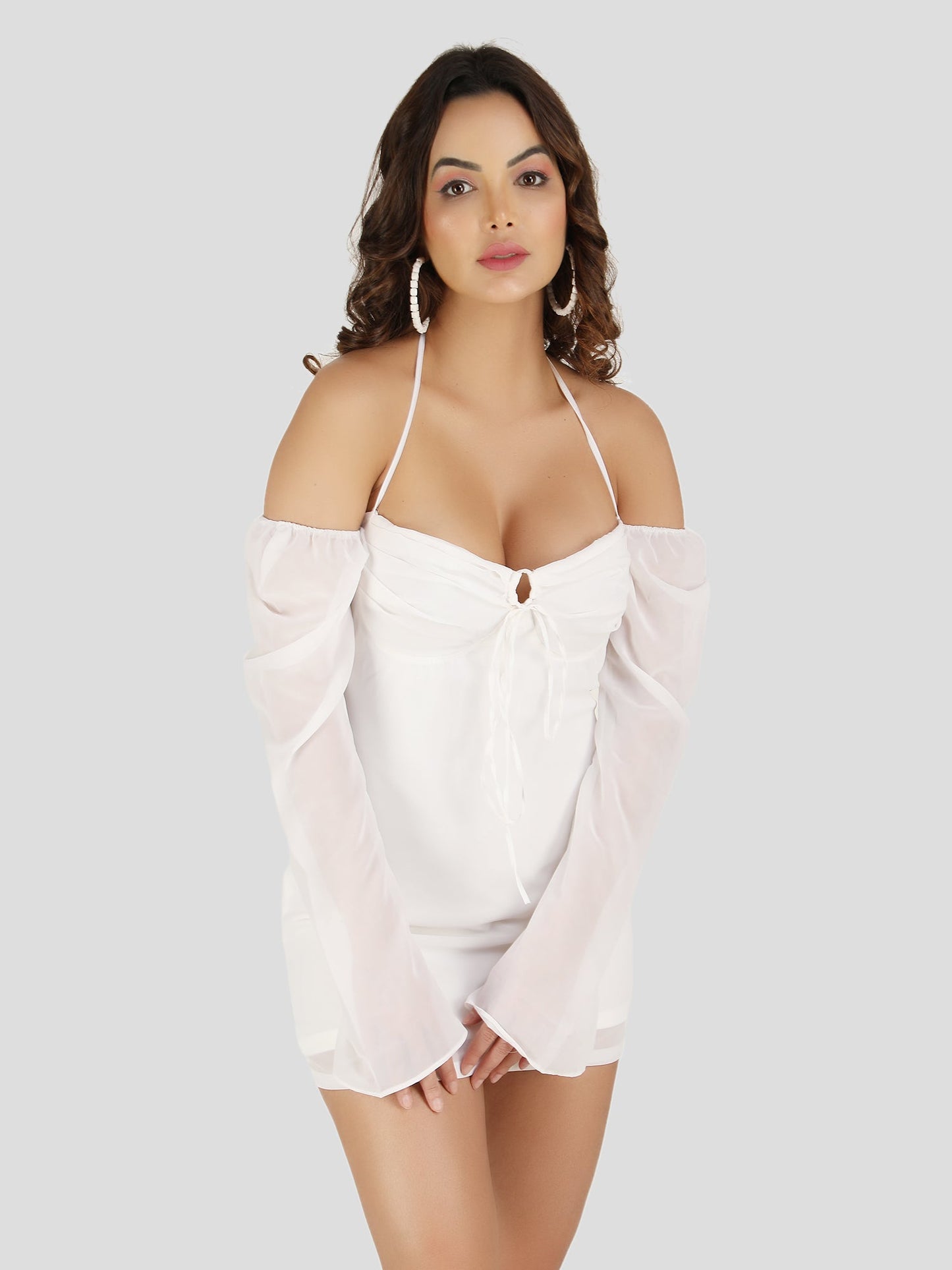 White Halter Mini Dress 