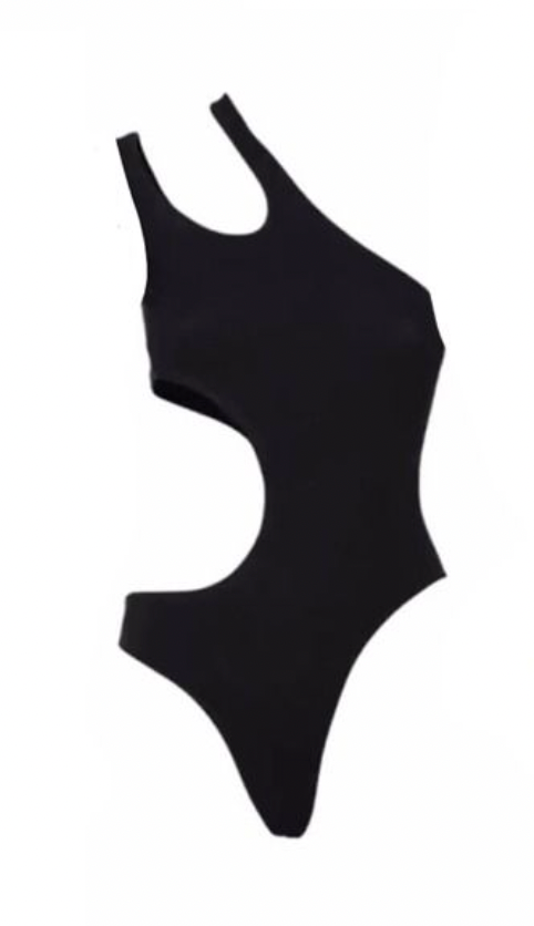 Side Cut Out Bodysuit Black