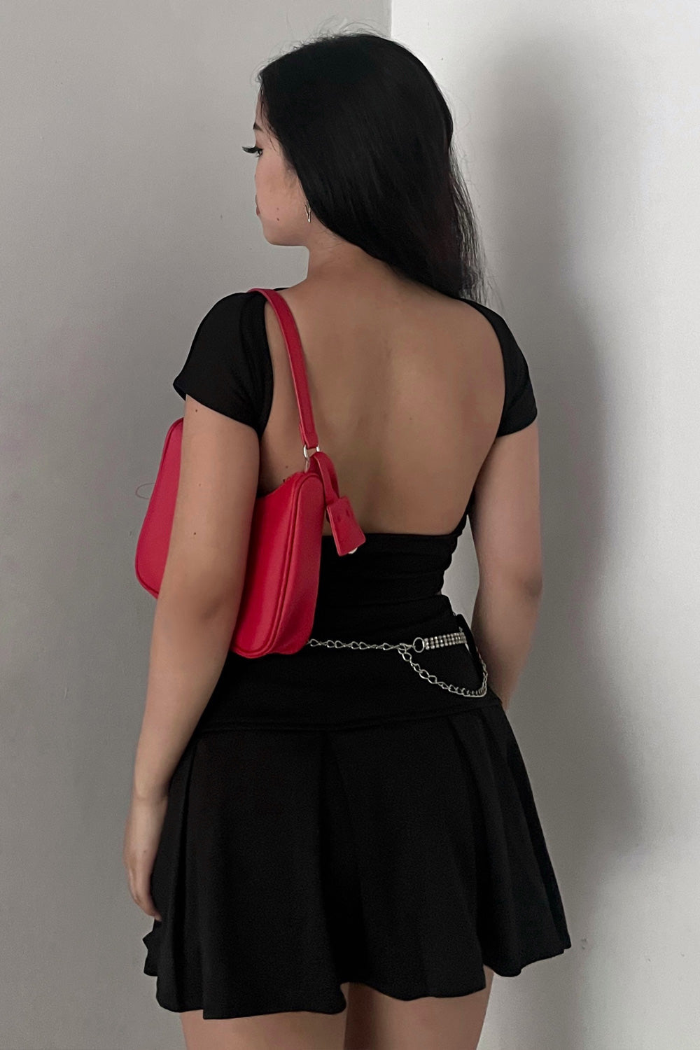 Retro Backless Tee Black