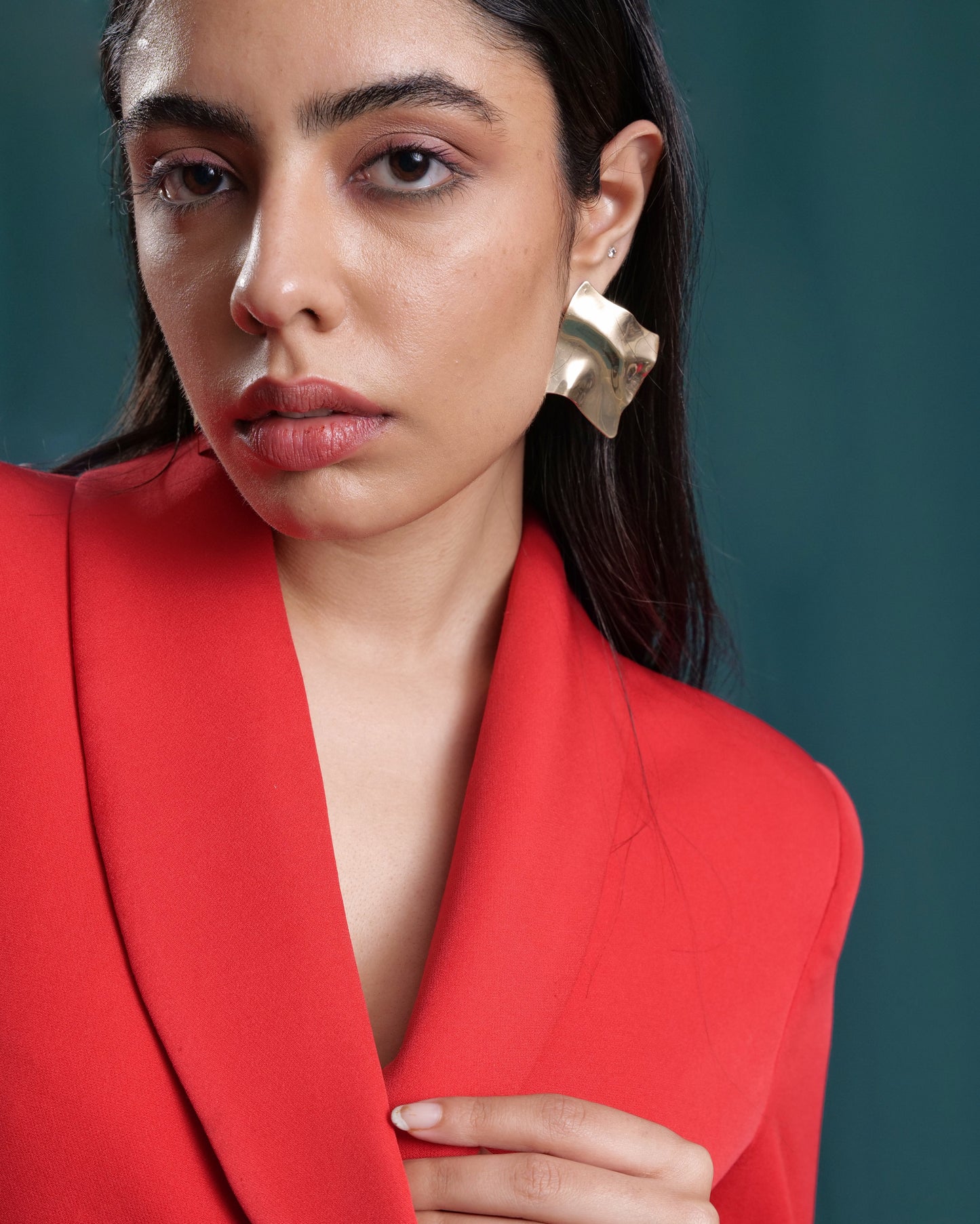 Double Breasted Blazer Dress Red