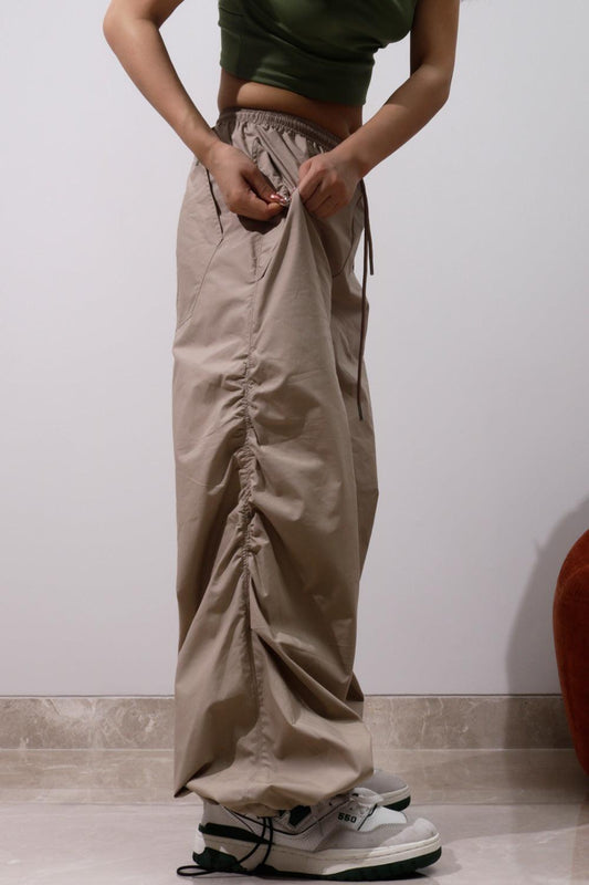 flared parachute pants Khaki