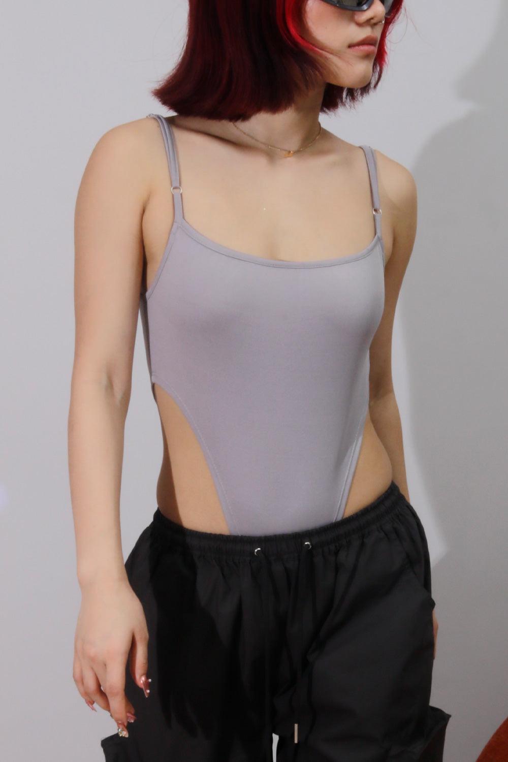 Cool Grey Extra Deep Strap Bodysuit Cool Grey