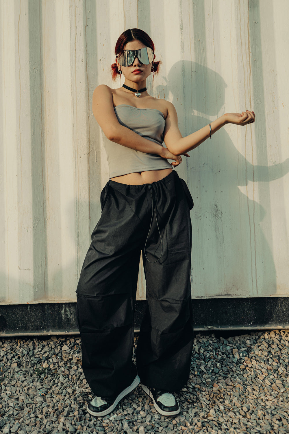 Black Oversized Parachute Pants Black