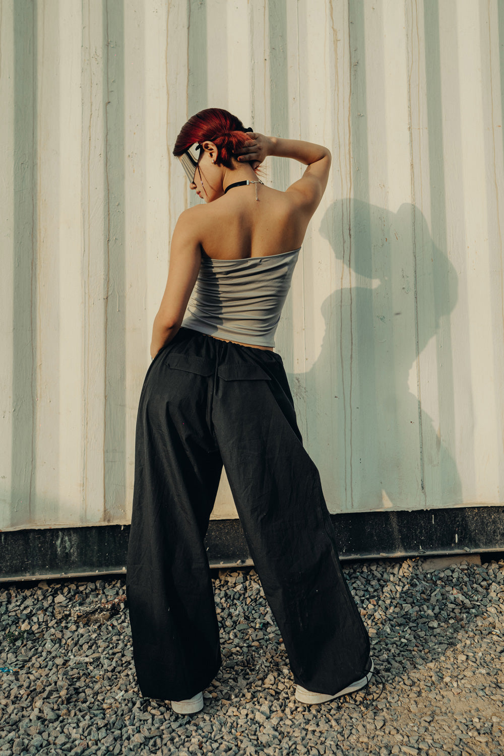 Black Oversized Parachute Pants Black