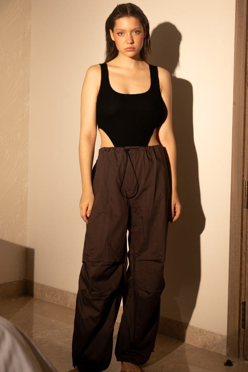 Brown Oversized Parachute Pants Brown