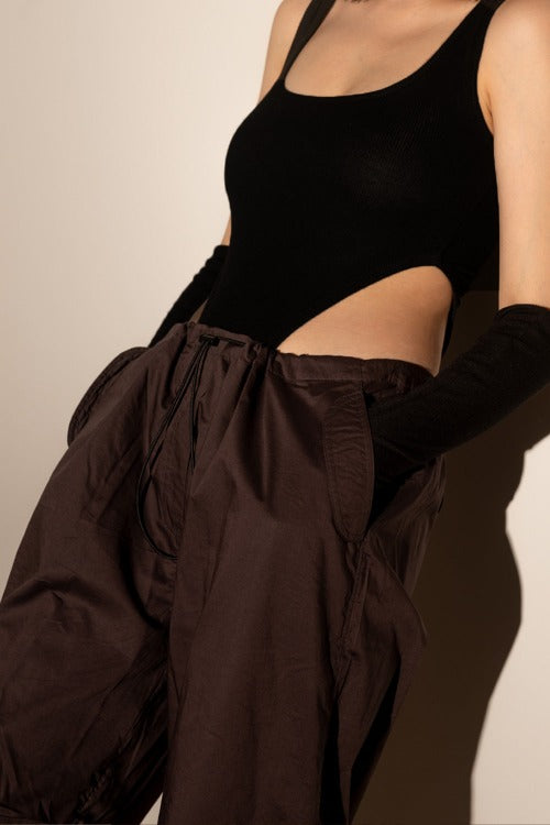 Brown Oversized Parachute Pants Brown