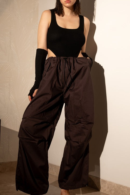 Brown Oversized Parachute Pants Brown