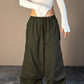 Olive Flared Parachute Pants 