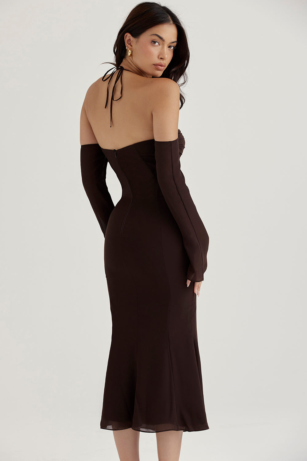 Kenzie Espresso Halter Midi Dress 