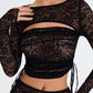 Romance Black Lace Maxi Skirt & Cut Out Top Set 