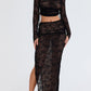 Romance Black Lace Maxi Skirt & Cut Out Top Set 