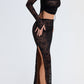 Romance Black Lace Maxi Skirt & Cut Out Top Set 