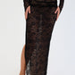 Romance Black Lace Maxi Skirt & Cut Out Top Set 