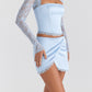 Temptation Hazy Blue Mini Skirt & Lace Corset Top Set 