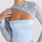 Temptation Hazy Blue Mini Skirt & Lace Corset Top Set 