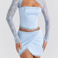 Temptation Hazy Blue Mini Skirt & Lace Corset Top Set 