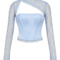 Temptation Hazy Blue Mini Skirt & Lace Corset Top Set 