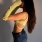 Lemon Green Cut Out Rib Top 