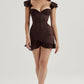 Midnight Elegance Espresso Ruffle Corset Mini Dress 