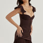 Midnight Elegance Espresso Ruffle Corset Mini Dress 