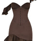 Midnight Elegance Espresso Ruffle Corset Mini Dress 