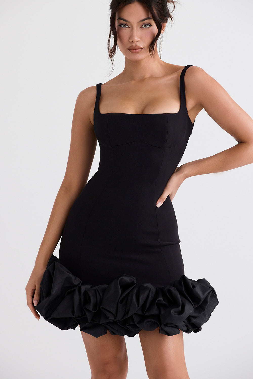 Misty Black Ruffle Hem Dress 