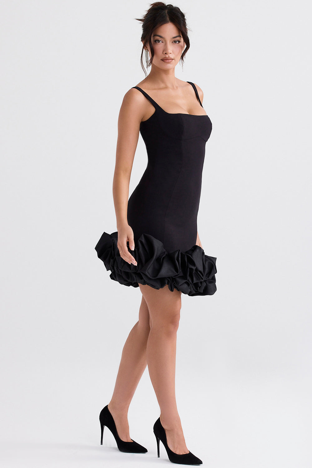 Misty Black Ruffle Hem Dress 