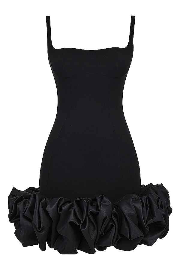 Misty Black Ruffle Hem Dress 