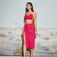 Gathered Crop Top with Drawstring Detail Pink