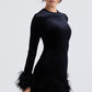 Larissa black trimmed velvet dress