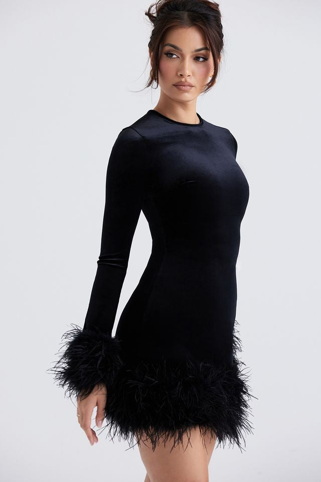 Larissa black trimmed velvet dress