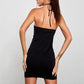 Halter Neck Mini Dress In Black 