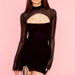 Transparent Sleeves Black Dress