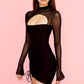 Transparent Sleeves Black Dress