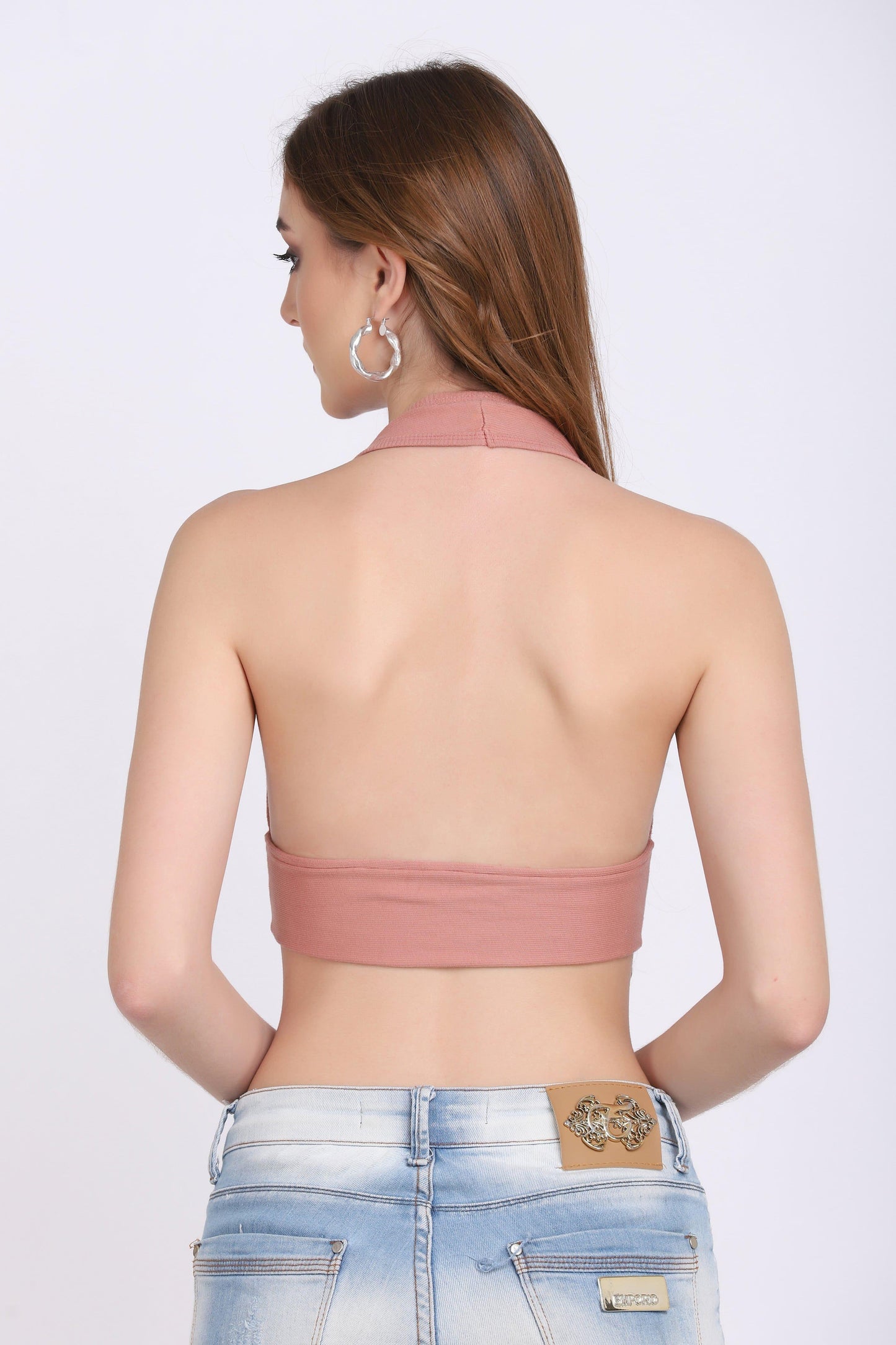 Peach Halter Neck Top