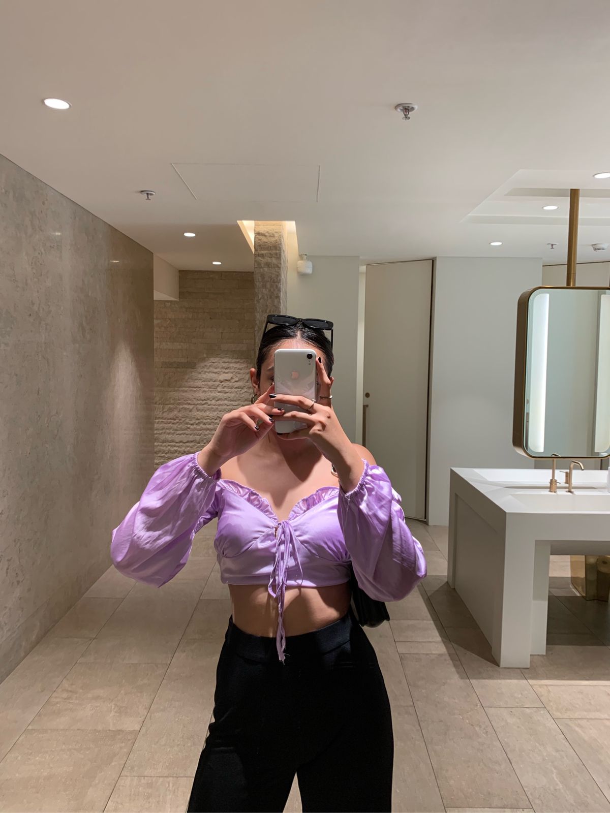 Elise Lilac satin top 