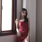 Red Datenight long satin dress 