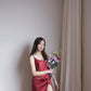 Red Datenight long satin dress 