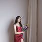 Red Datenight long satin dress 