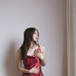 Red Datenight long satin dress 