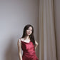 Red Datenight long satin dress 