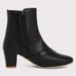 Block Heel Tassel Ankle Boots - Black 