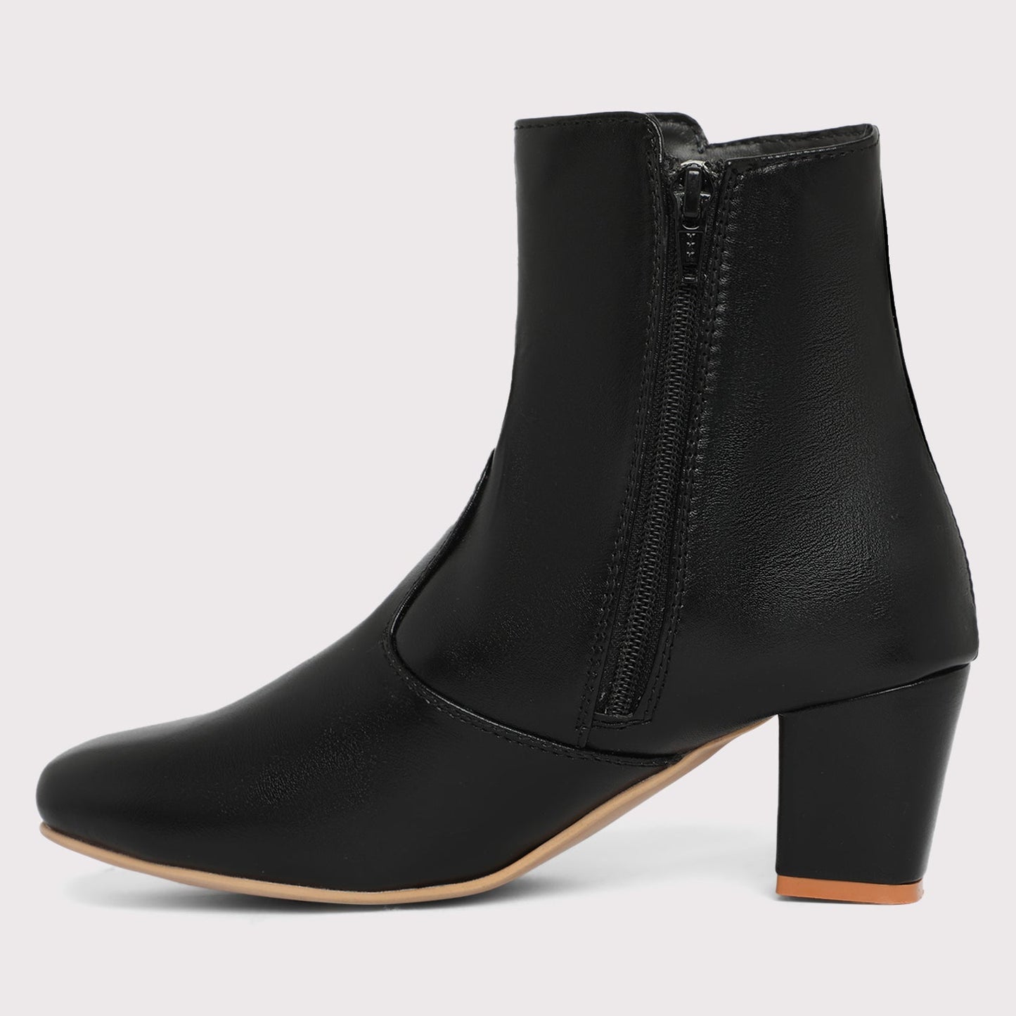 Block Heel Tassel Ankle Boots - Black 